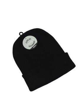 Cold Guard Mens Black Knit Beanie Winter Hat One Size Fits All
